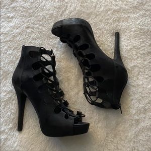 Shoppy Black Bootie Heels
